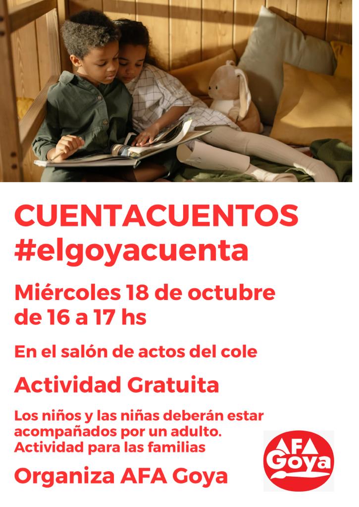 Cartel actividad EL Goya cuenta octubre en el colegio Goya